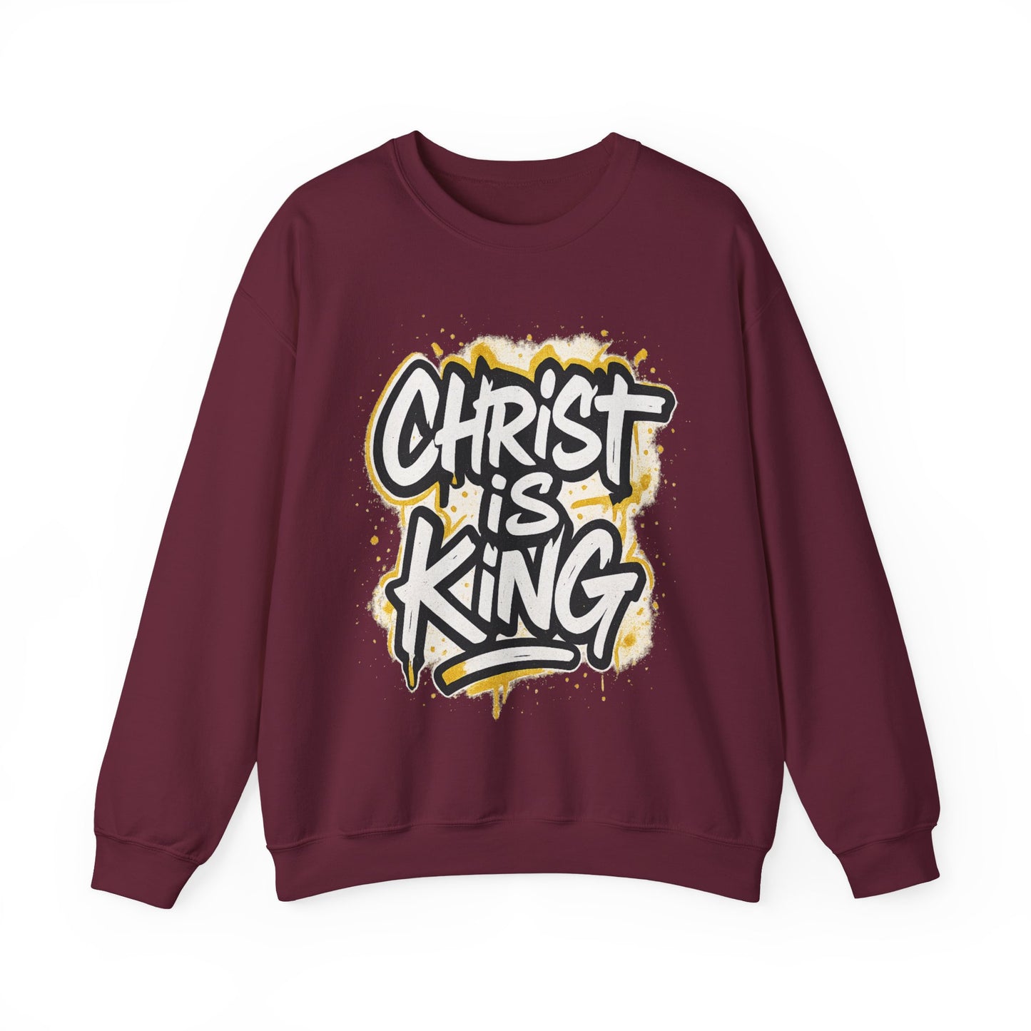 Christ is King Men's Crewneck Sweatshirt (White/Gold Logo)
