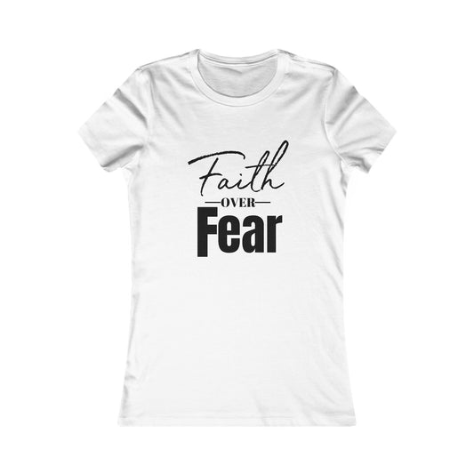 Faith Over Fear Women's Fitted Tshirt (Black Logo) - Sweet Baby Jeez Teez