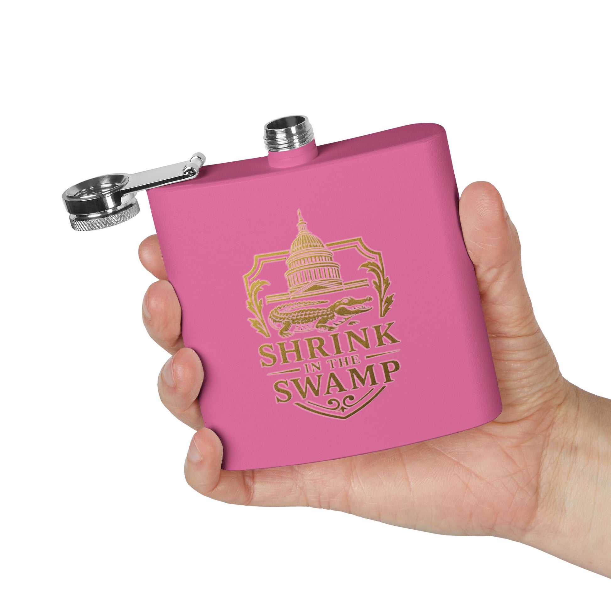 Shrink in the Swamp [TM] Stainless Steel Flask - Sweet Baby Jeez Teez