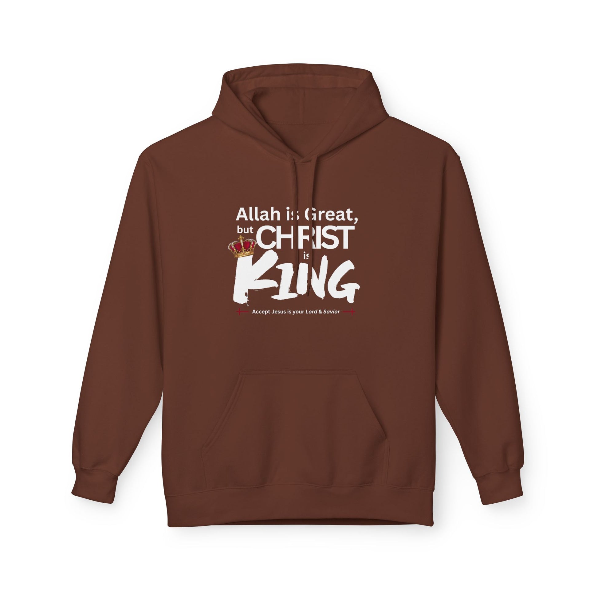"Christ is King" Cozy Unisex Fleece Hoodie (Great Logo - White) - Sweet Baby Jeez Teez