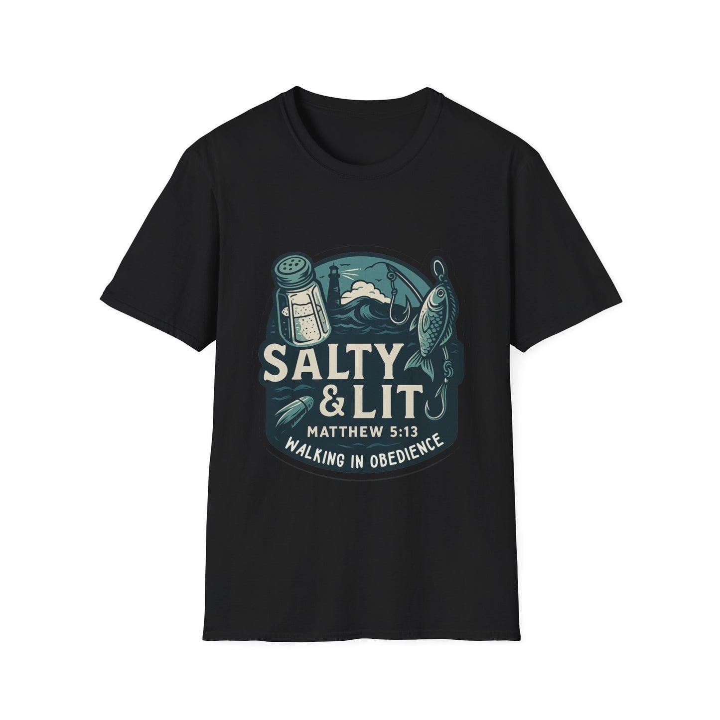 'Salty & Lit" Matthew 5:13 Bible Verse Christian Softstyle Tshirt