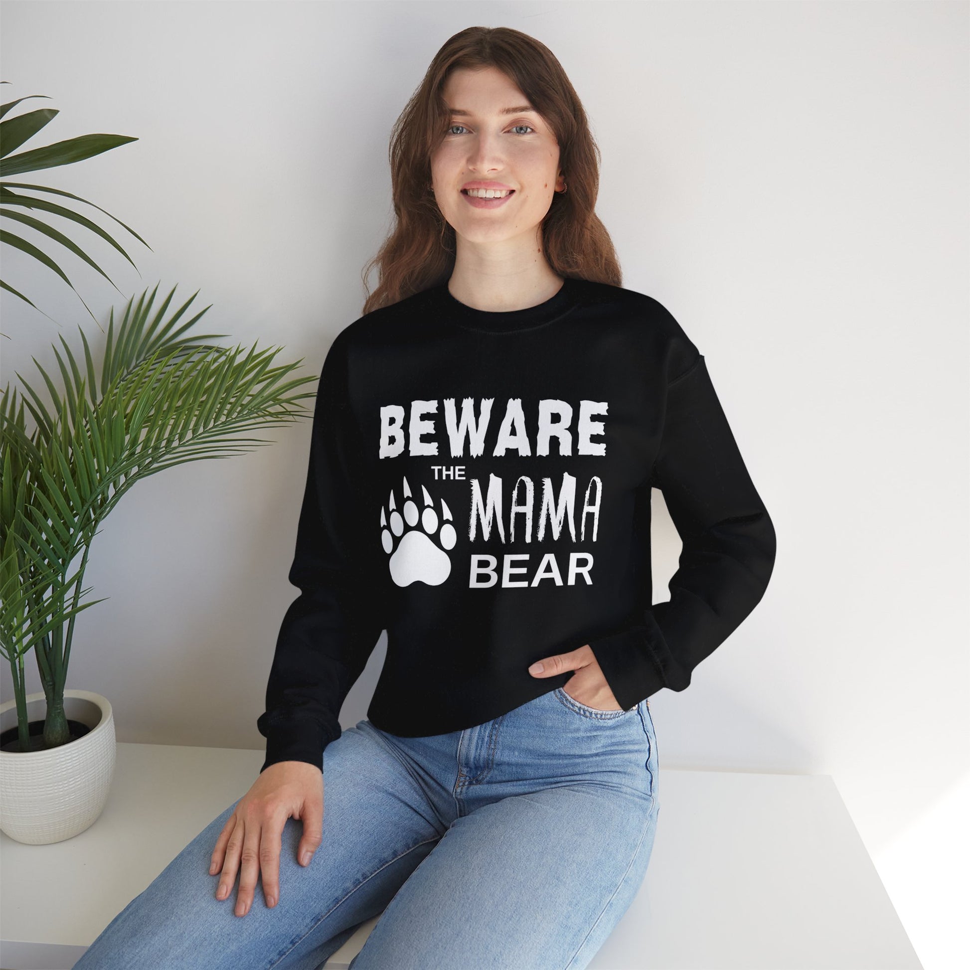 Mama Bear Women's Relaxed Sweatshirt (White Logo) - Sweet Baby Jeez Teez