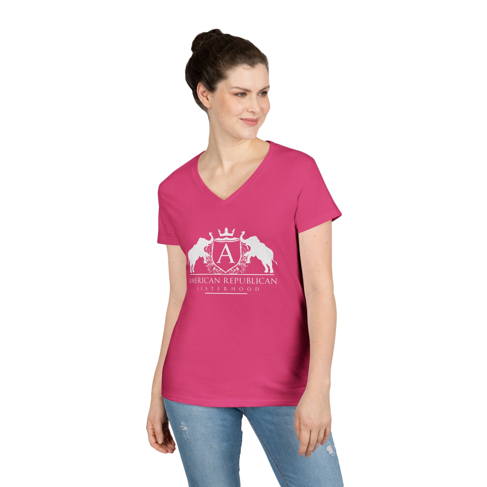 ARS White Logo Women's V-neck Tshirt - Sweet Baby Jeez Teez