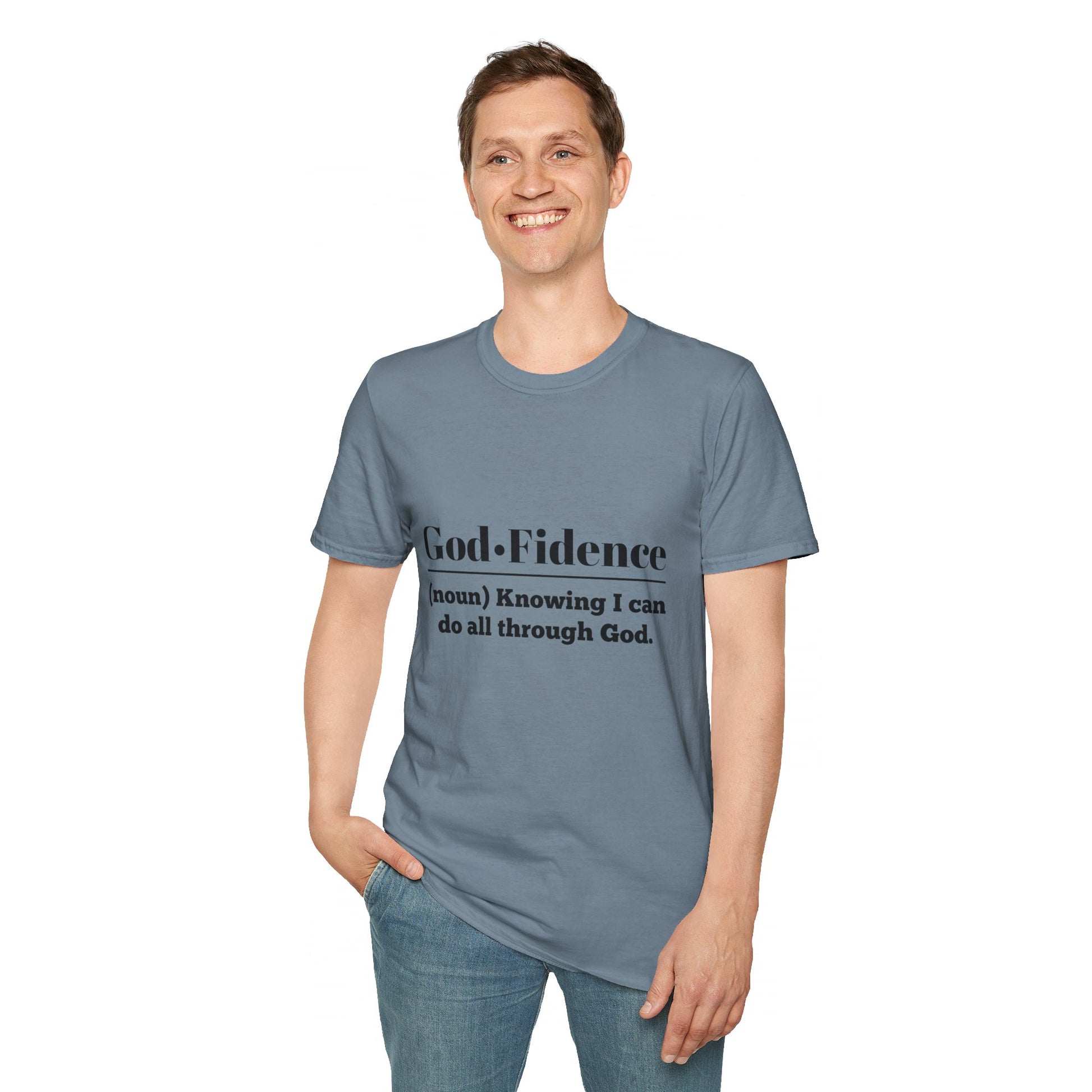 God-Fidence Men's Tshirt (Black Logo) - Sweet Baby Jeez Teez