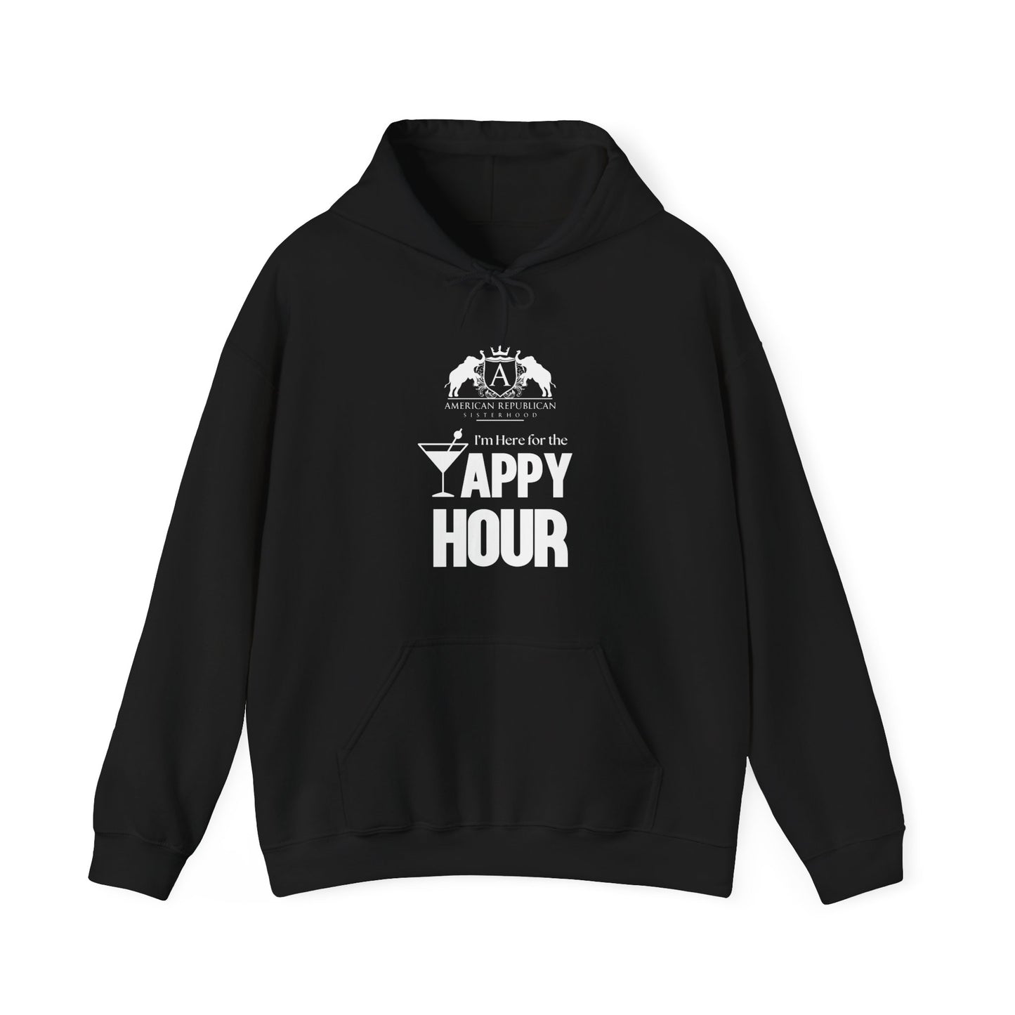 Here for the Yappy Hour Women's Relaxed Hoodie (ARS - White Logo) - Sweet Baby Jeez Teez