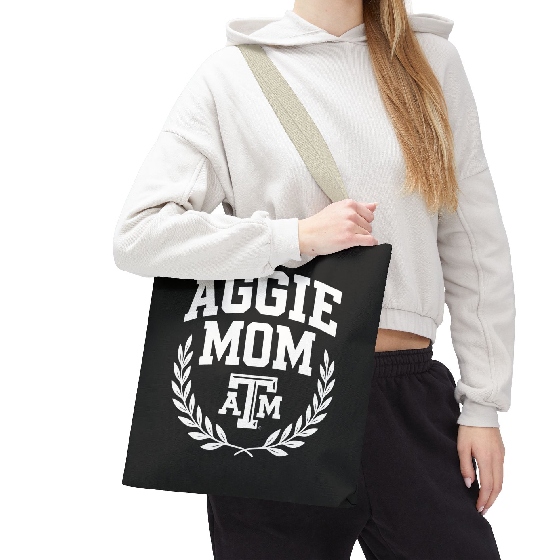 "Aggie Mom" Tote Bag - Multiple Sizes, Different Color Straps - Sweet Baby Jeez Teez