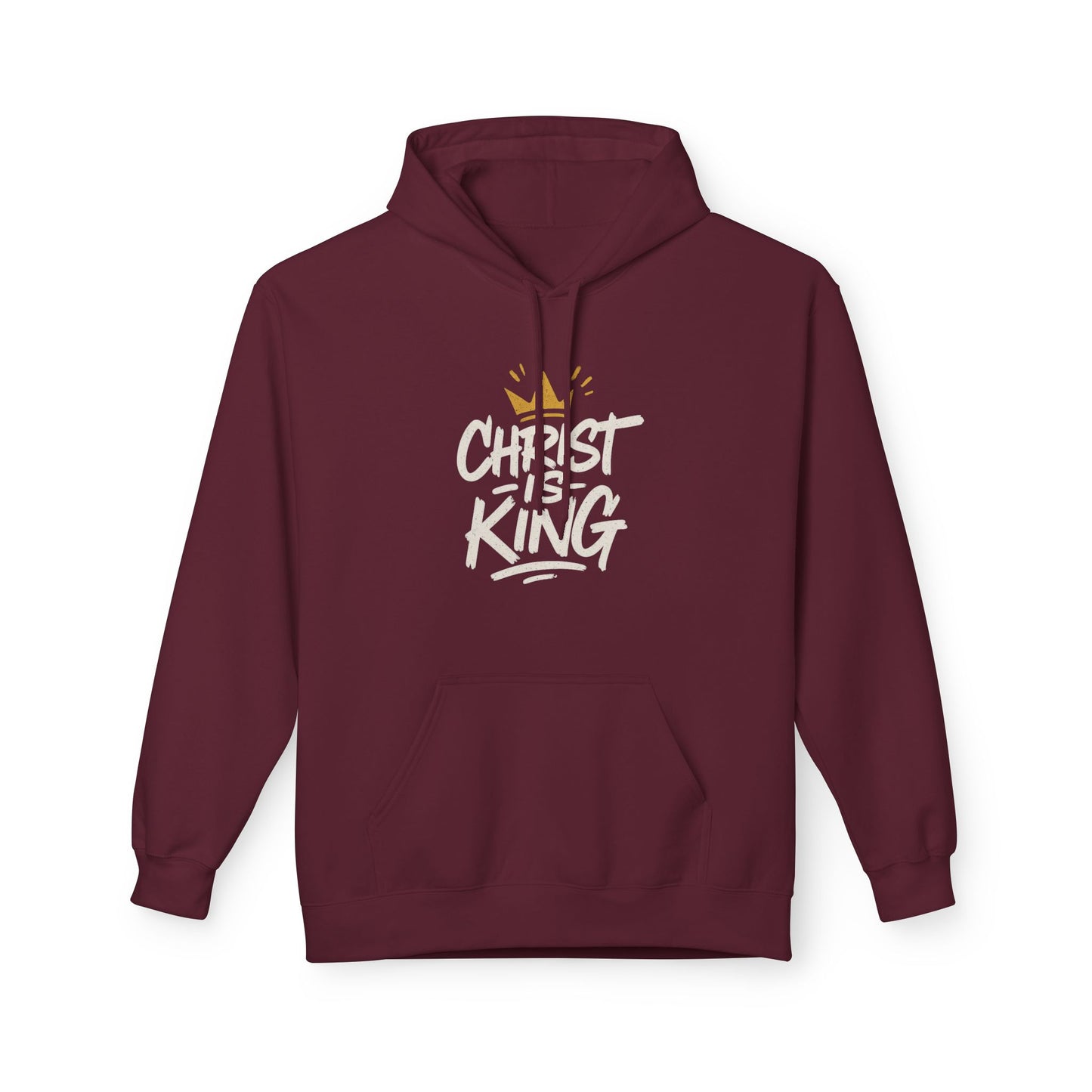 Christ is King Fleece Hoodie Faith-Based Sweatshirt (Gold Crown Logo)