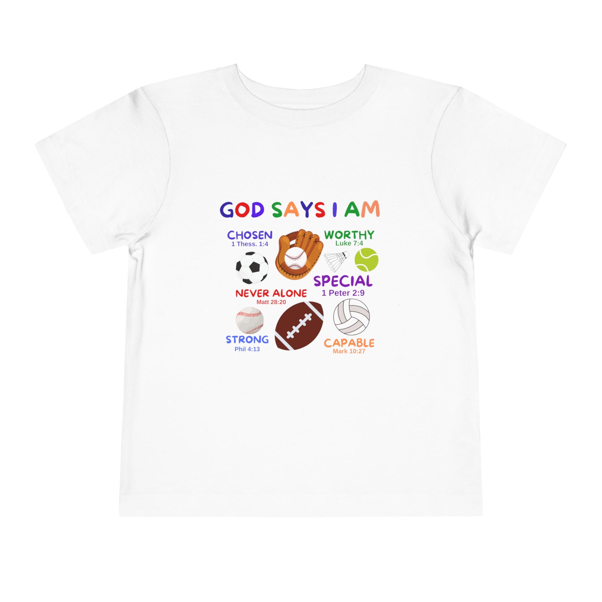 God Says I am Toddler Boys Tshirt (Sports Logo) - Sweet Baby Jeez Teez