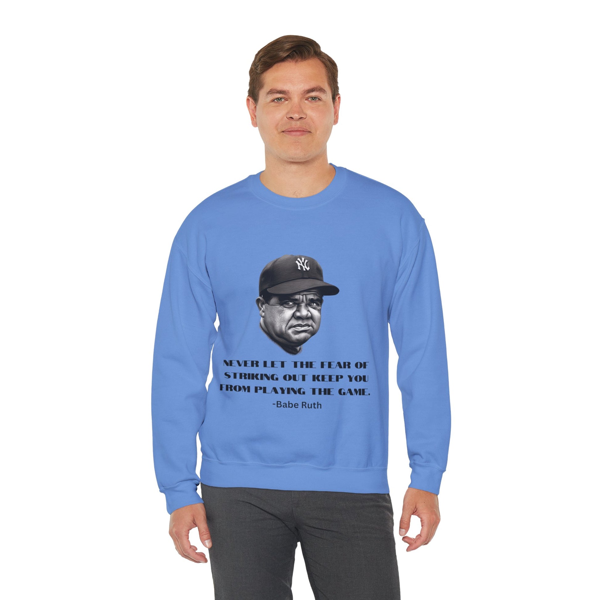 Strike Out Babe Ruth Men's Crewneck Sweatshirt (IW Grayscale Logo) - Sweet Baby Jeez Teez
