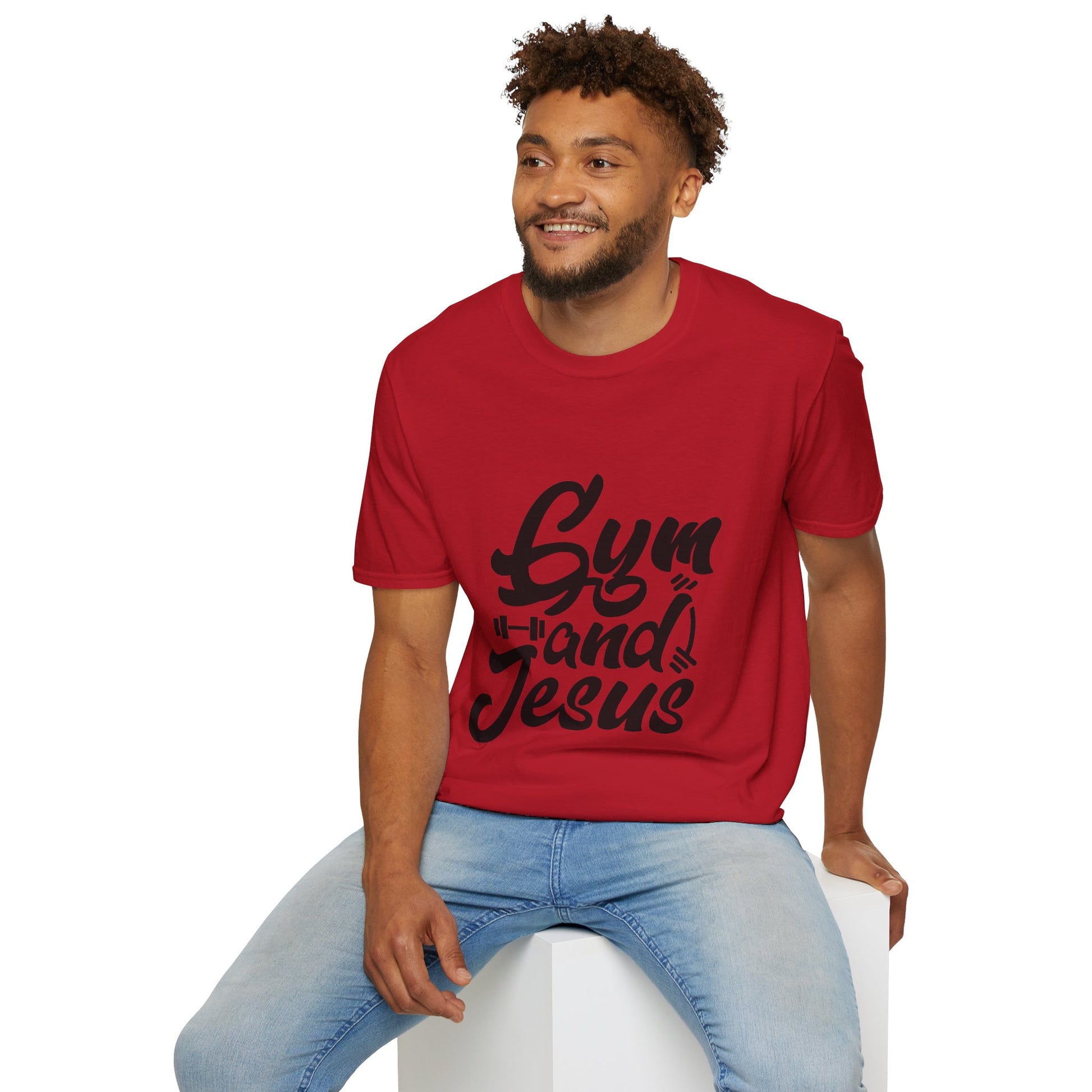 Gym and Jesus Men's Tshirt (Black Logo) - Sweet Baby Jeez Teez