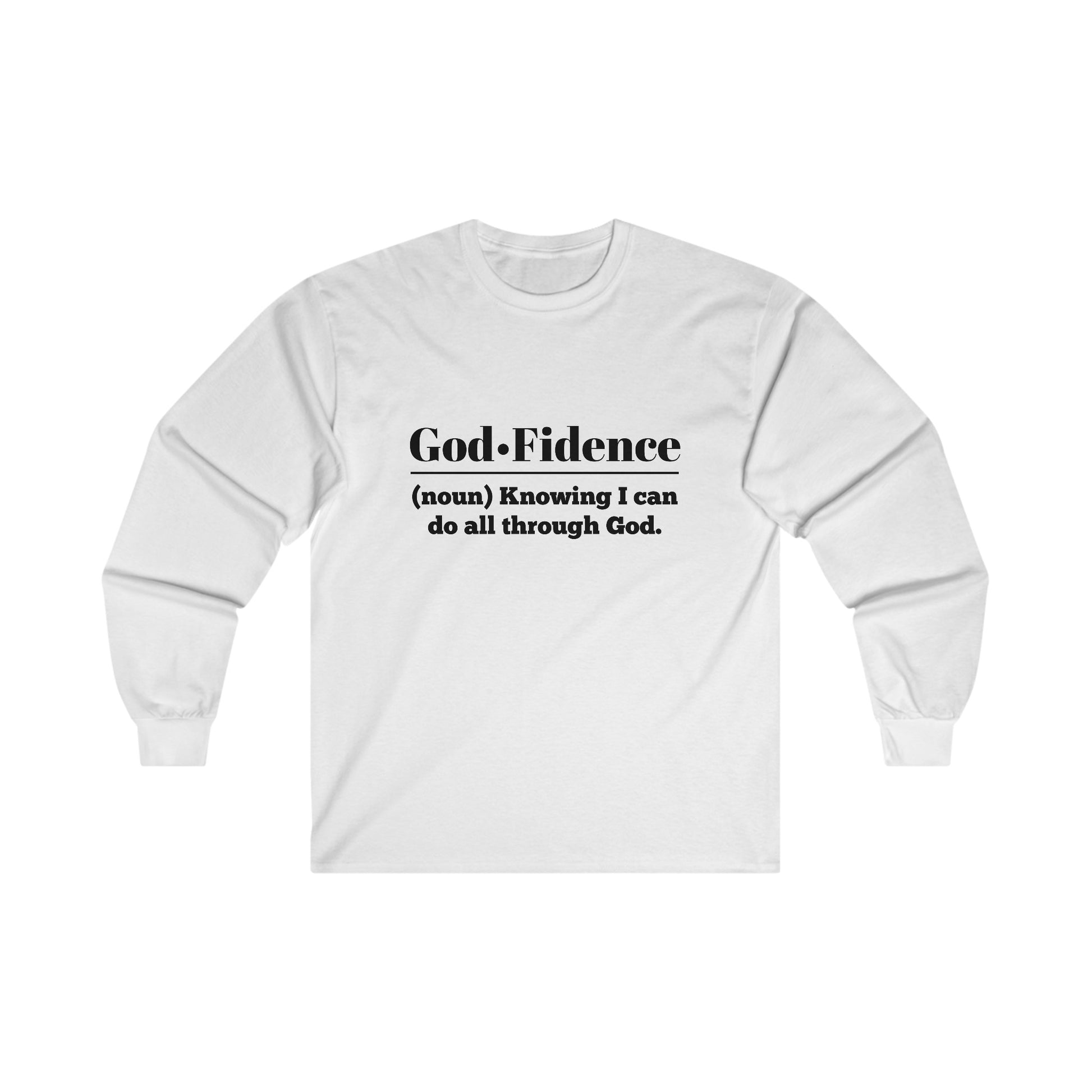 God-fidence Women's Relaxed Long Sleeve Tshirt (Black Logo) - Sweet Baby Jeez Teez