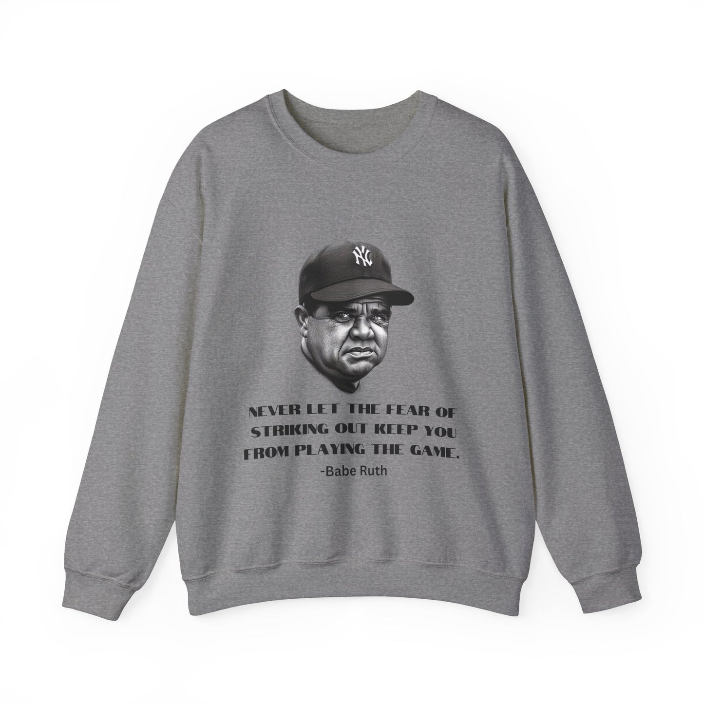 Strike Out Babe Ruth Men's Crewneck Sweatshirt (IW Grayscale Logo) - Sweet Baby Jeez Teez