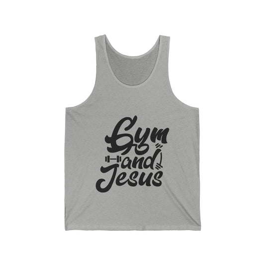 Gym and Jesus Men's Jersey Tank (Black Logo) - Sweet Baby Jeez Teez