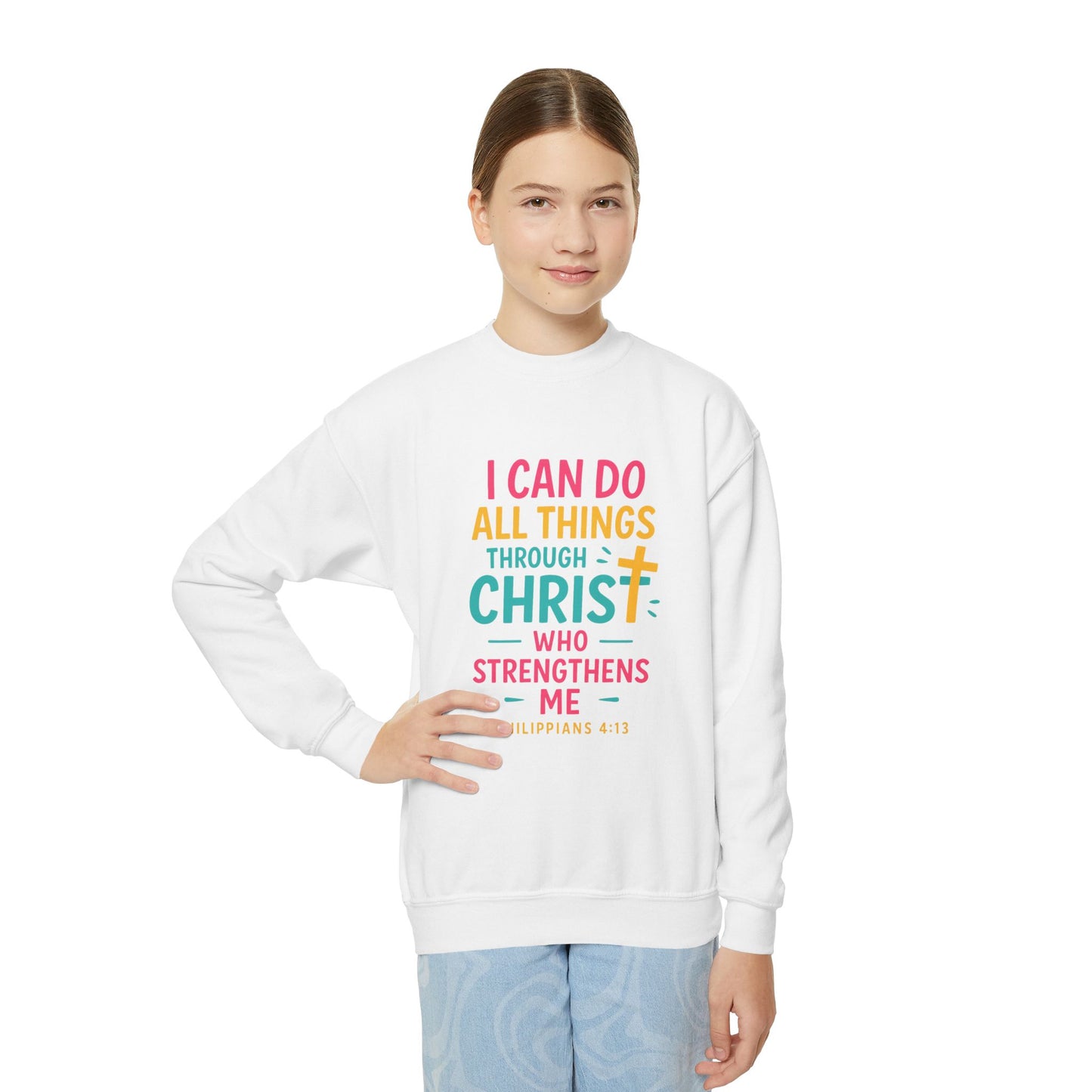 "I Can Do All Things Through Christ" Bible Verse Girls Sweatshirt