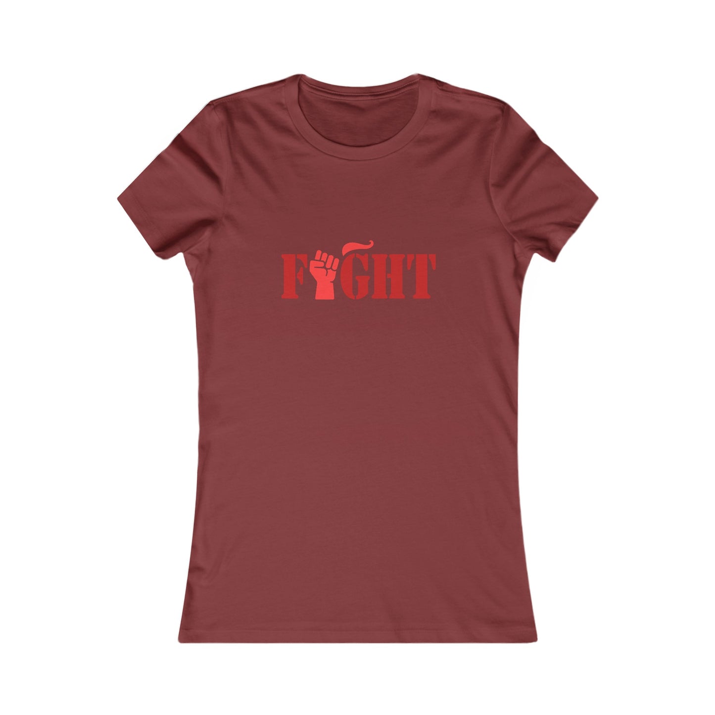 Fight Women's Fitted Tshirt (Red Fist Logo) - Sweet Baby Jeez Teez
