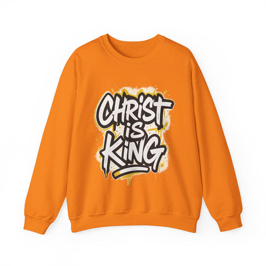 Christ is King Men's Crewneck Sweatshirt (White/Gold Logo)