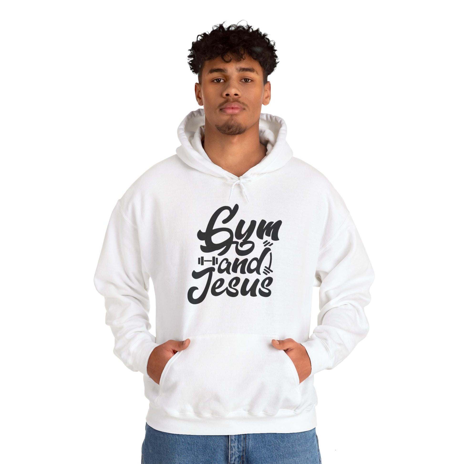 Gym and Jesus Men's Hoodie (Black Logo) - Sweet Baby Jeez Teez