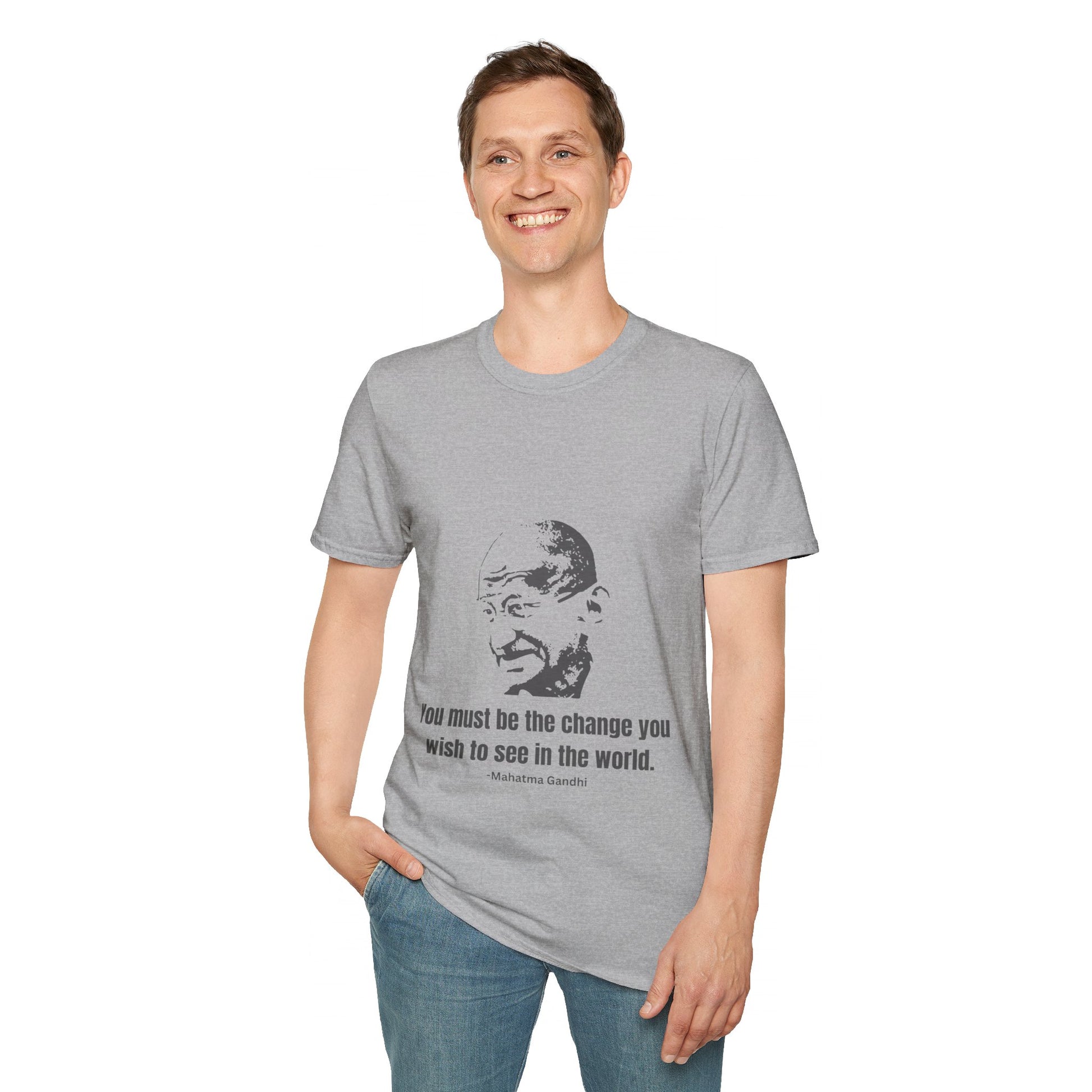 Be the Change Men's Tshirt (IW Gray Logo) - Sweet Baby Jeez Teez