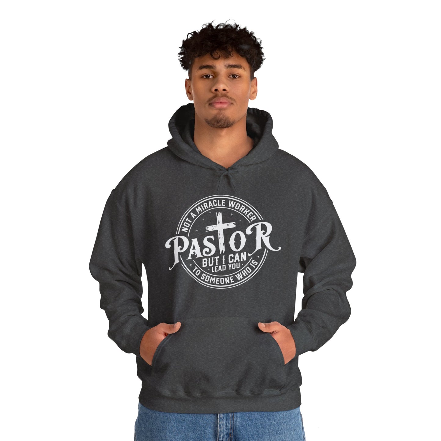 Pastor Men's Hooded Sweatshirt (White Logo) - Sweet Baby Jeez Teez
