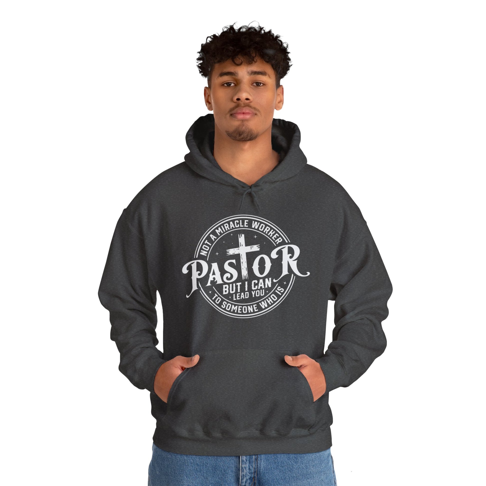 Pastor Men's Hooded Sweatshirt (White Logo) - Sweet Baby Jeez Teez