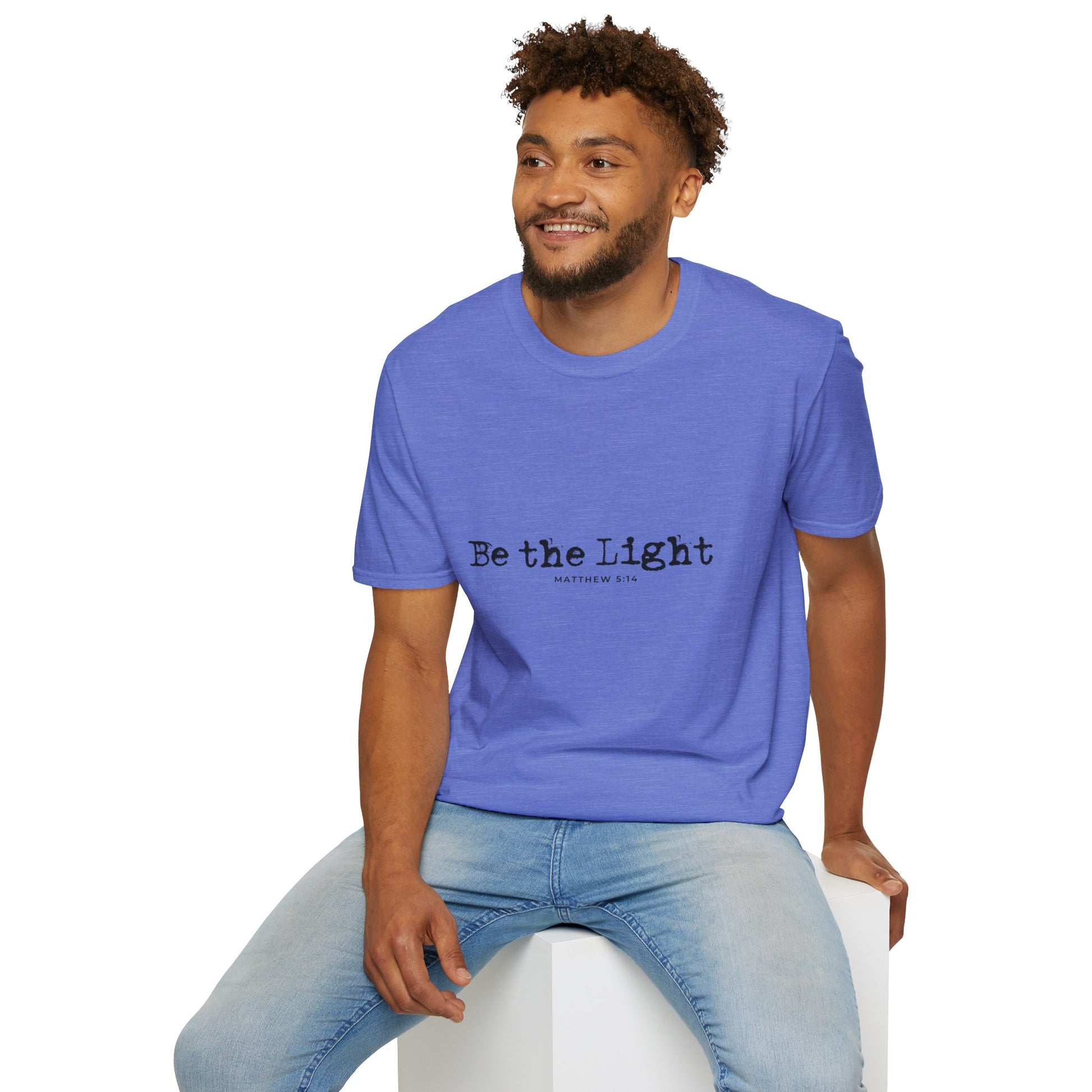 Be the Light Mens Relaxed Tshirt (Black Logo) - Sweet Baby Jeez Teez