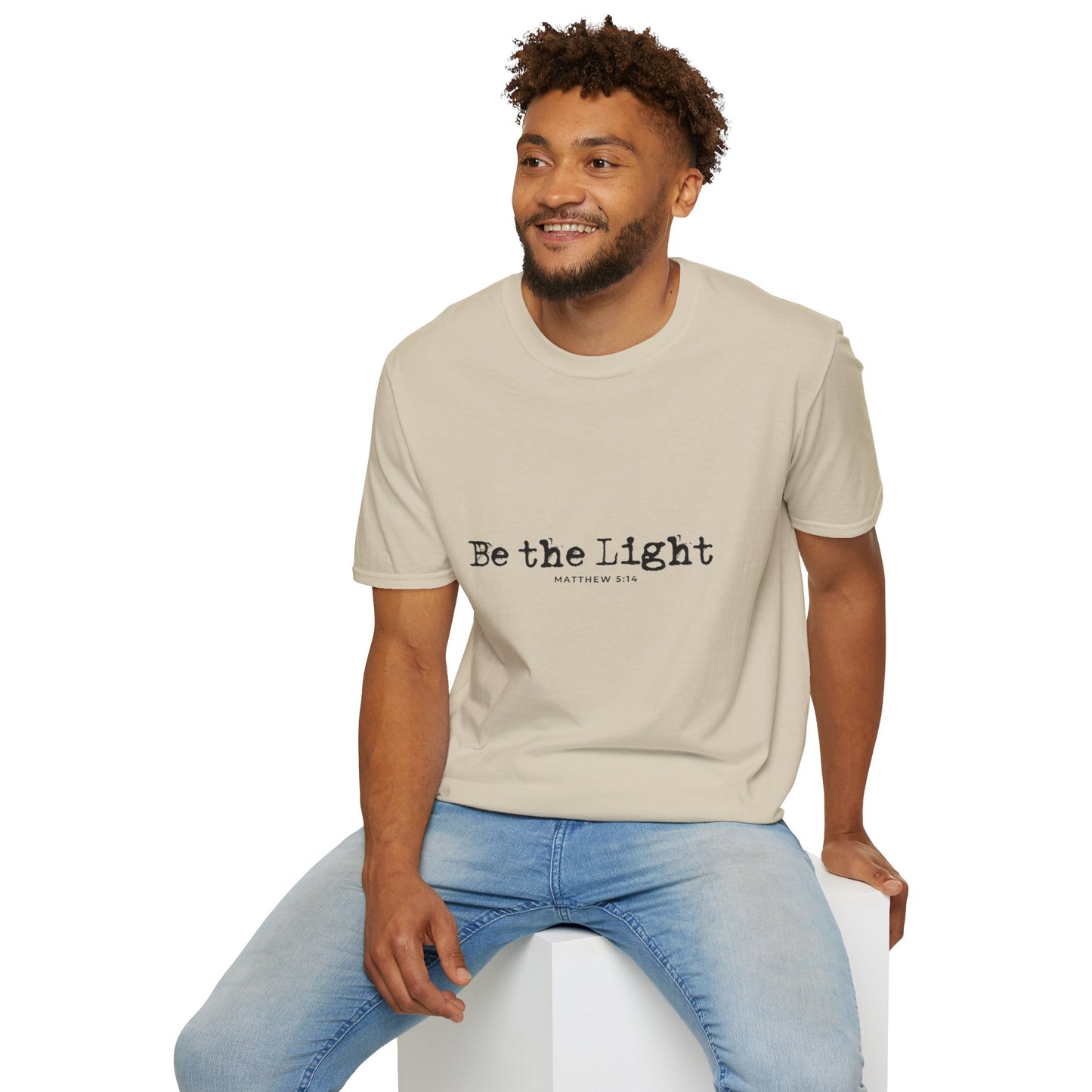 Be the Light Mens Relaxed Tshirt (Black Logo) - Sweet Baby Jeez Teez