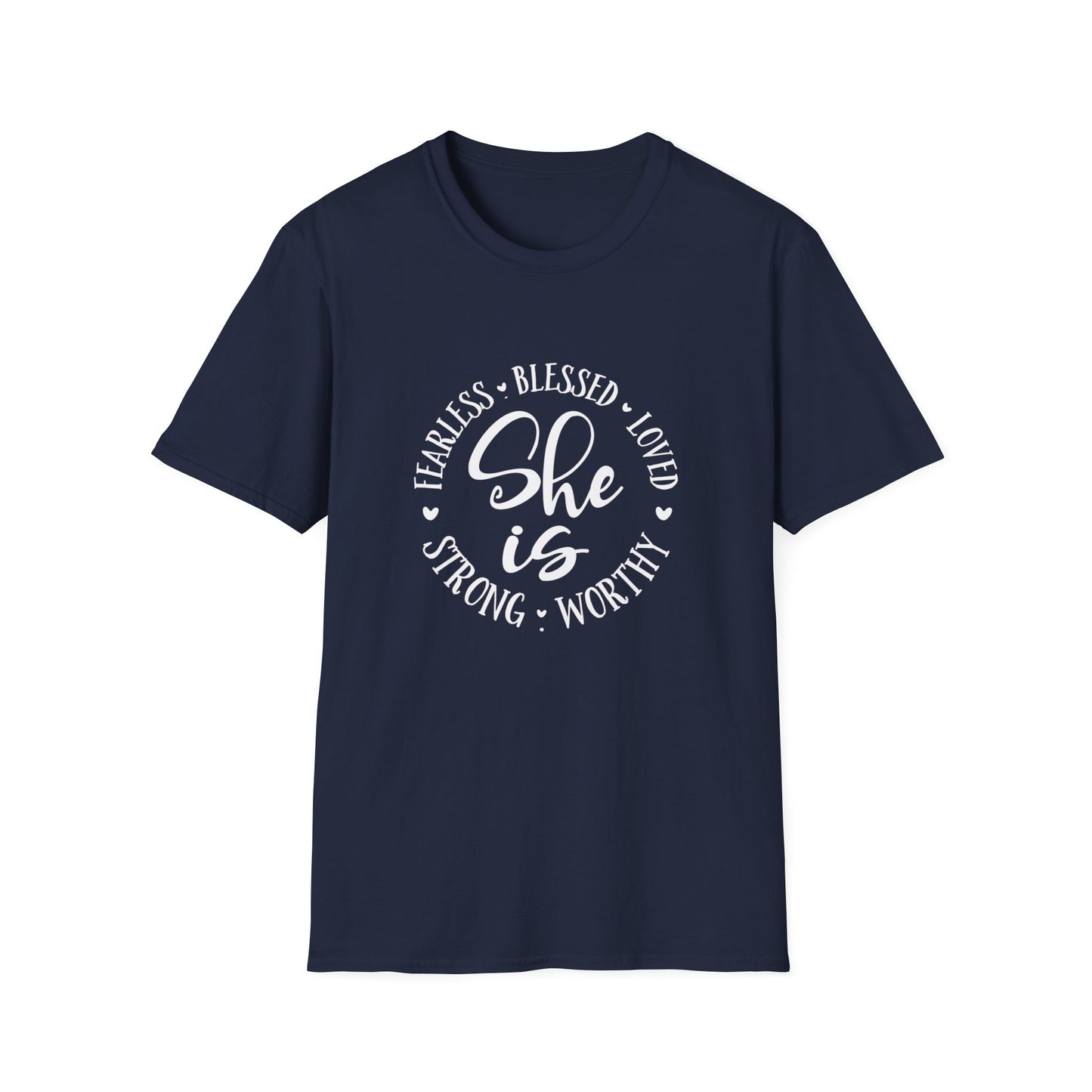 She Is Women's Relaxed/Plus Tshirt (White Logo) - Sweet Baby Jeez Teez