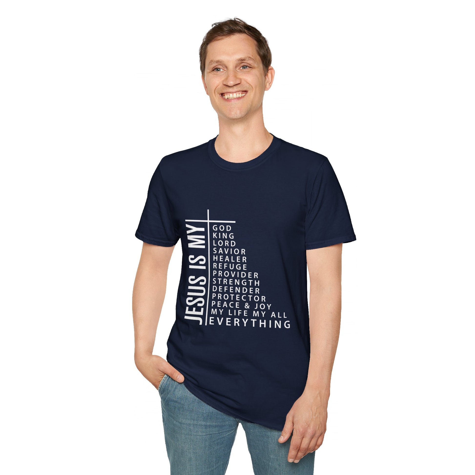 Jesus is My Men's Tshirt (White Logo) - Sweet Baby Jeez Teez