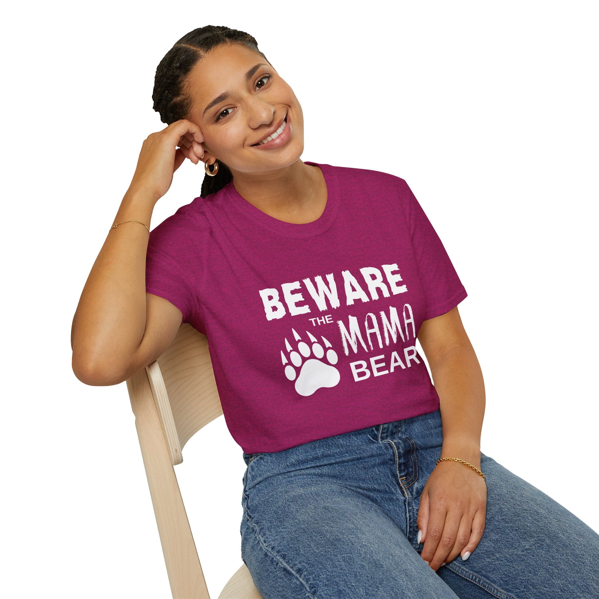 Mama Bear Women's Relaxed/Plus Tshirt (White Logo) - Sweet Baby Jeez Teez