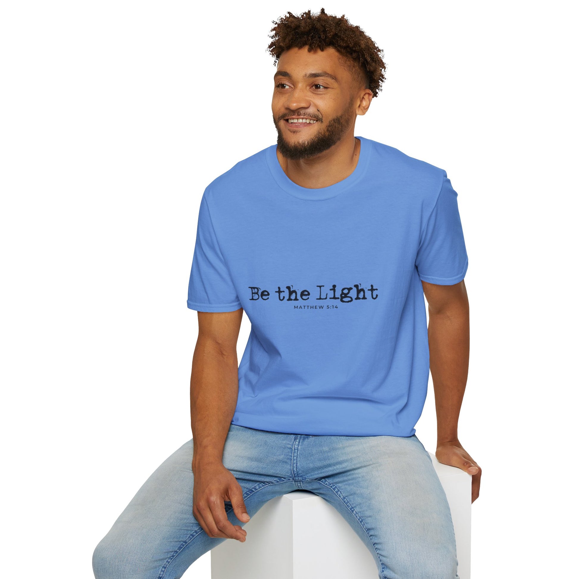 Be the Light Mens Relaxed Tshirt (Black Logo) - Sweet Baby Jeez Teez
