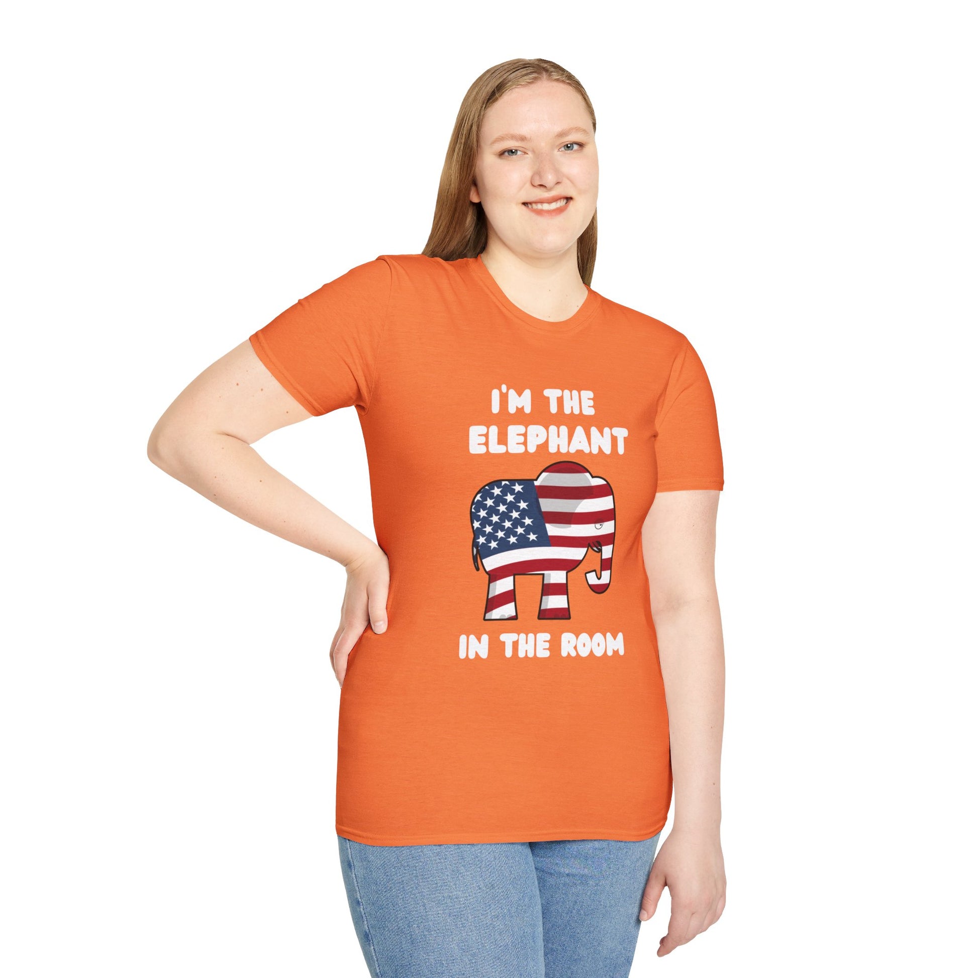 Elephant in Room Cartoon Women's Relaxed/Plus Tshirt (White Logo) - Sweet Baby Jeez Teez