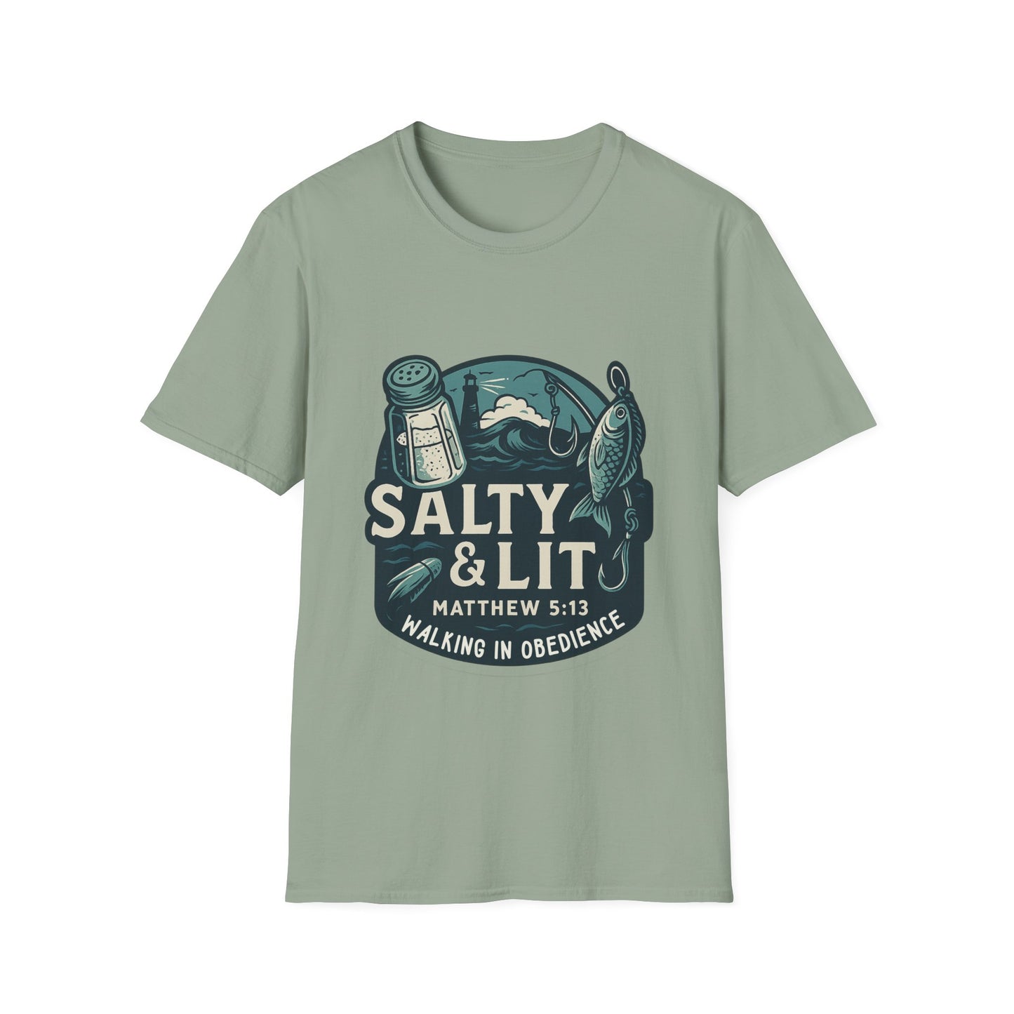 'Salty & Lit" Matthew 5:13 Bible Verse Christian Softstyle Tshirt