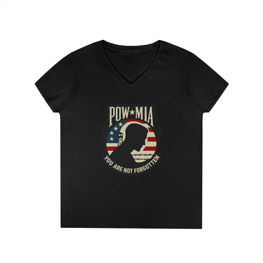 "POW MIA You are not Forgotten" Military Support Women's V-Neck T-Shirt