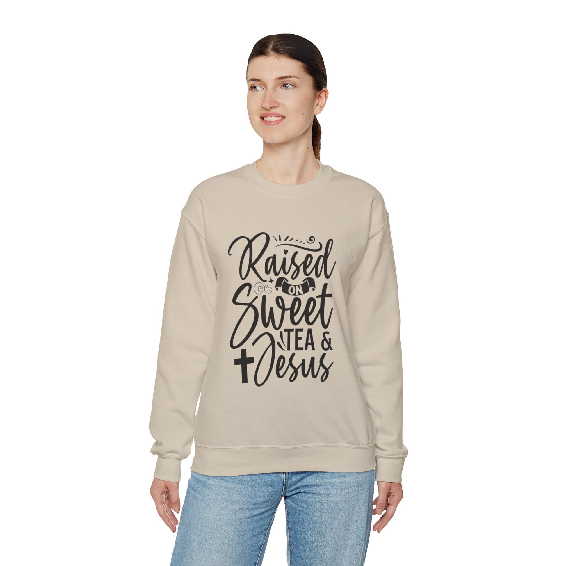 Sweet Tea and Jesus Women's Relaxed Sweatshirt (Black Logo) - Sweet Baby Jeez Teez