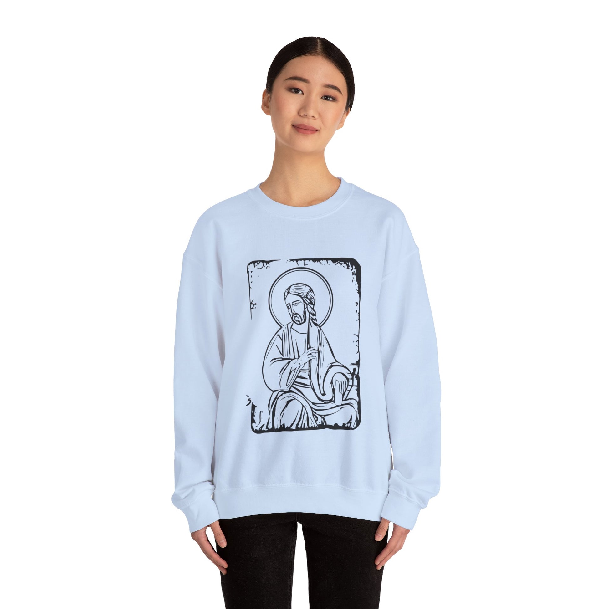 Orthodox Icon Women's Relaxed Sweatshirt (Black Logo) - Sweet Baby Jeez Teez