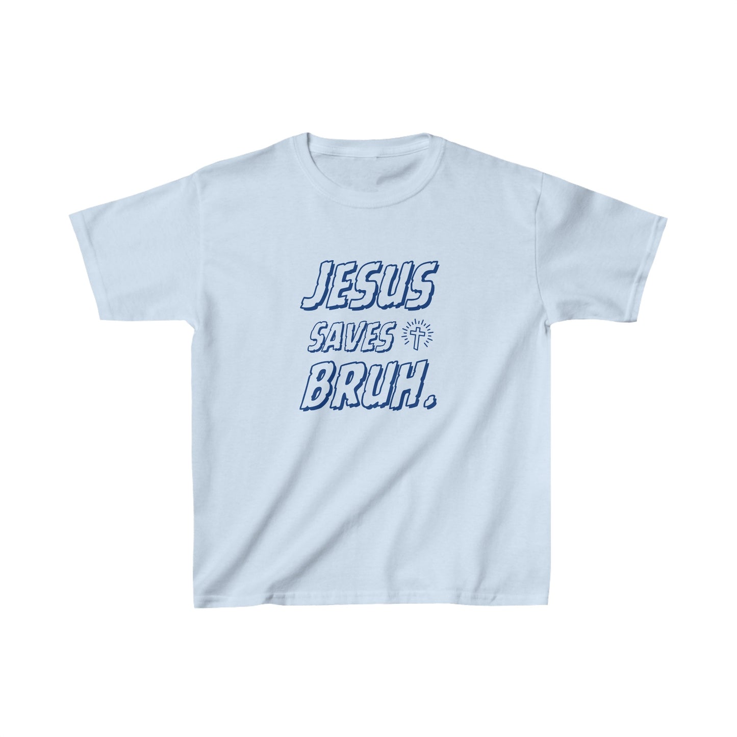 Jesus Saves Bruh Boys Tshirt (Navy Blue Logo) - Sweet Baby Jeez Teez