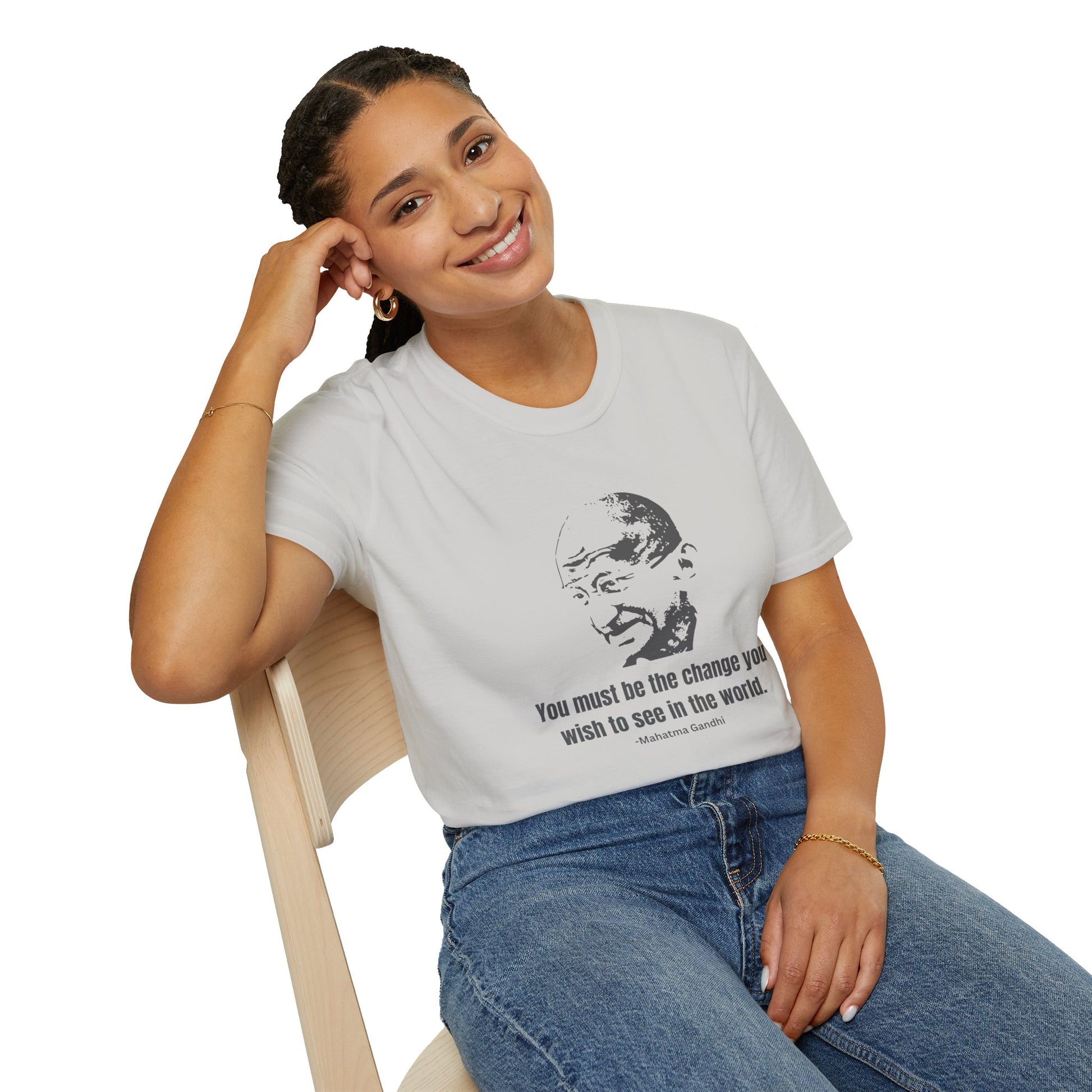 Be the Change Women's Relaxed/Plus Tshirt (IW Gray Logo) - Sweet Baby Jeez Teez