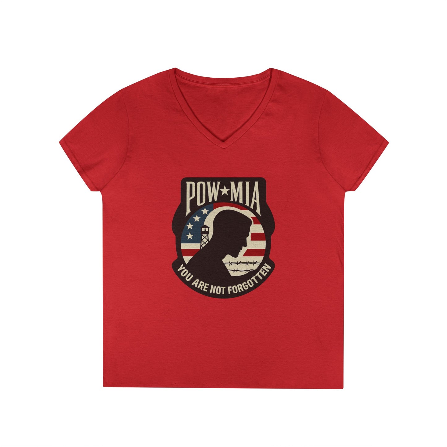 "POW MIA You are not Forgotten" Military Support Women's V-Neck T-Shirt