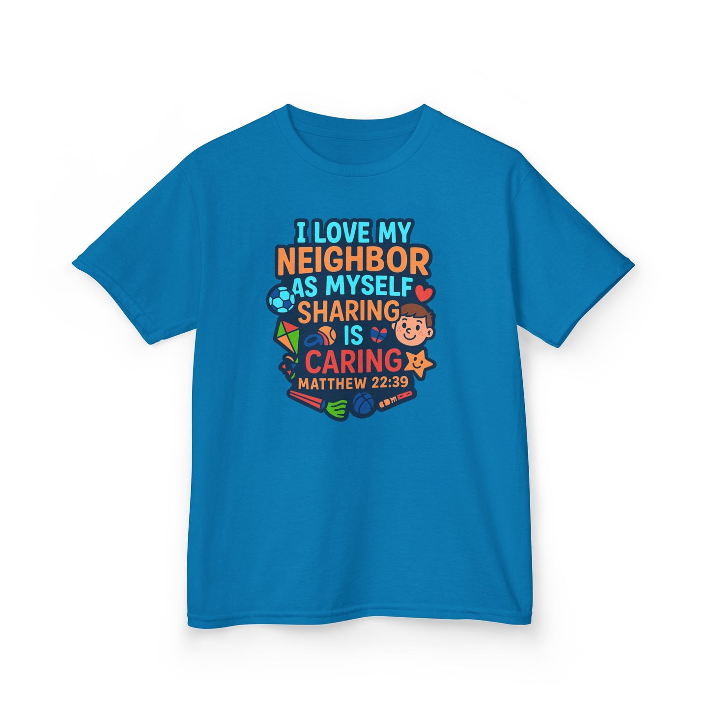"I Love My Neighbor" Sharing is Caring Christian Boy's Bible Verse Tshirt