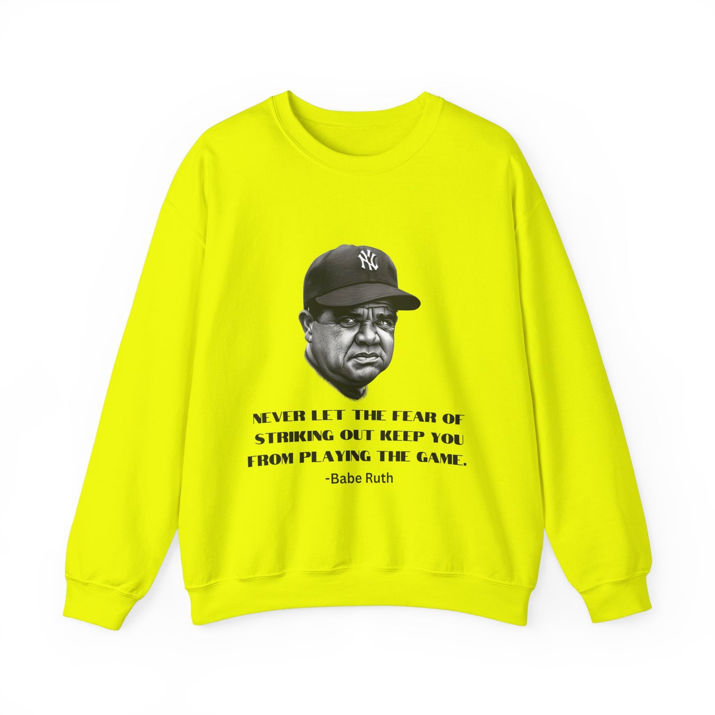 Strike Out Babe Ruth Men's Crewneck Sweatshirt (IW Grayscale Logo) - Sweet Baby Jeez Teez