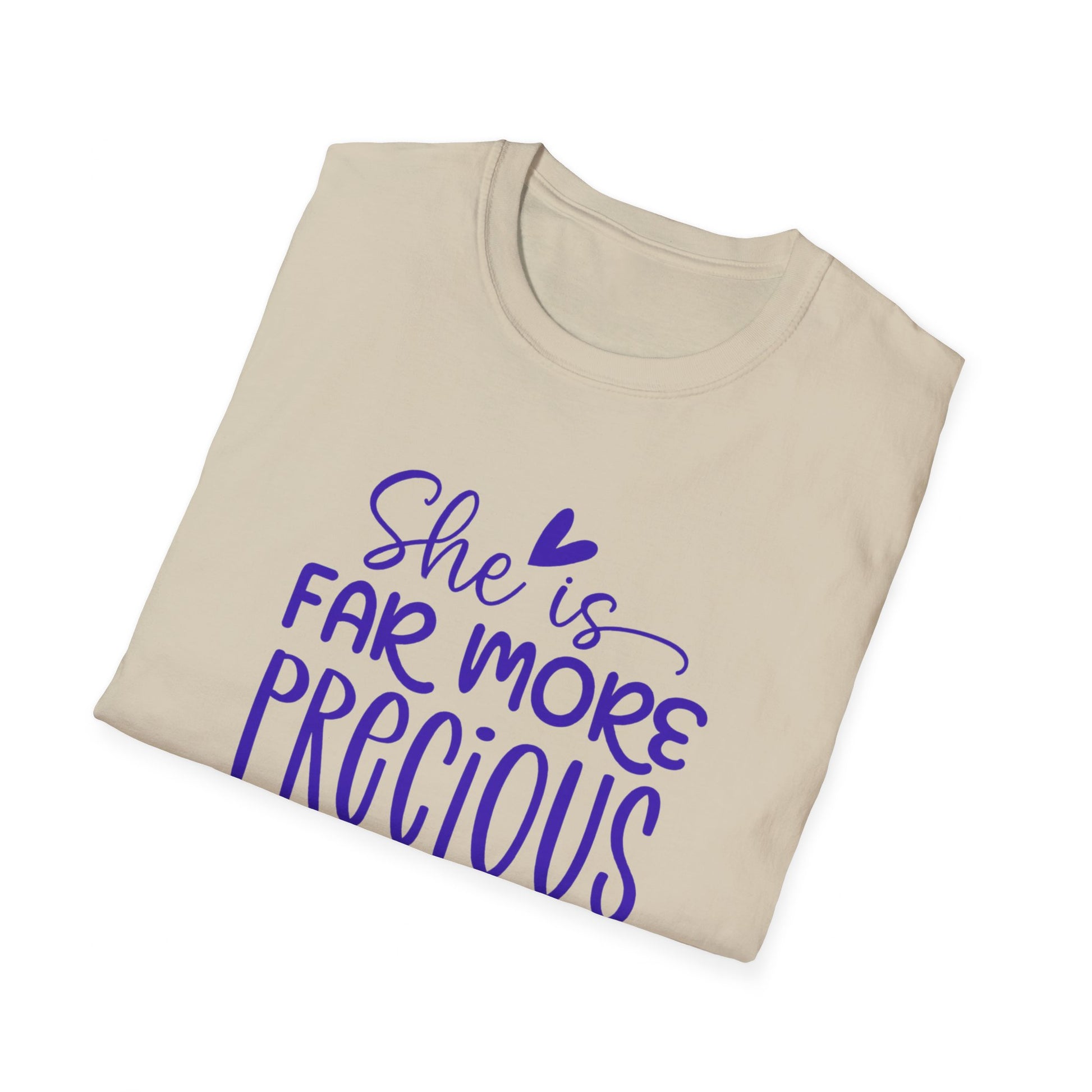 Far More Precious Women's Relaxed/Plus Tshirt (Cobalt Logo) - Sweet Baby Jeez Teez