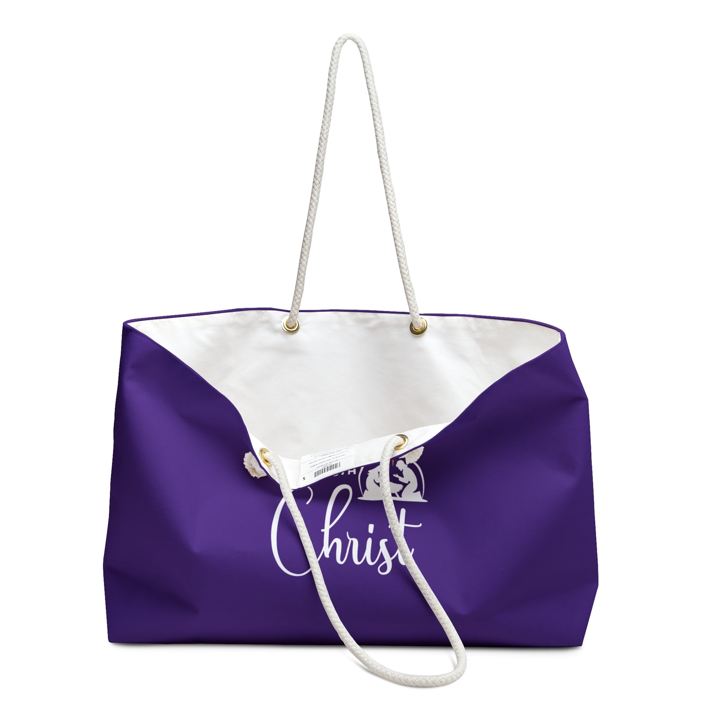 Christmas is for Christ Purple Weekender Bag (White/Gold Logo) - Sweet Baby Jeez Teez