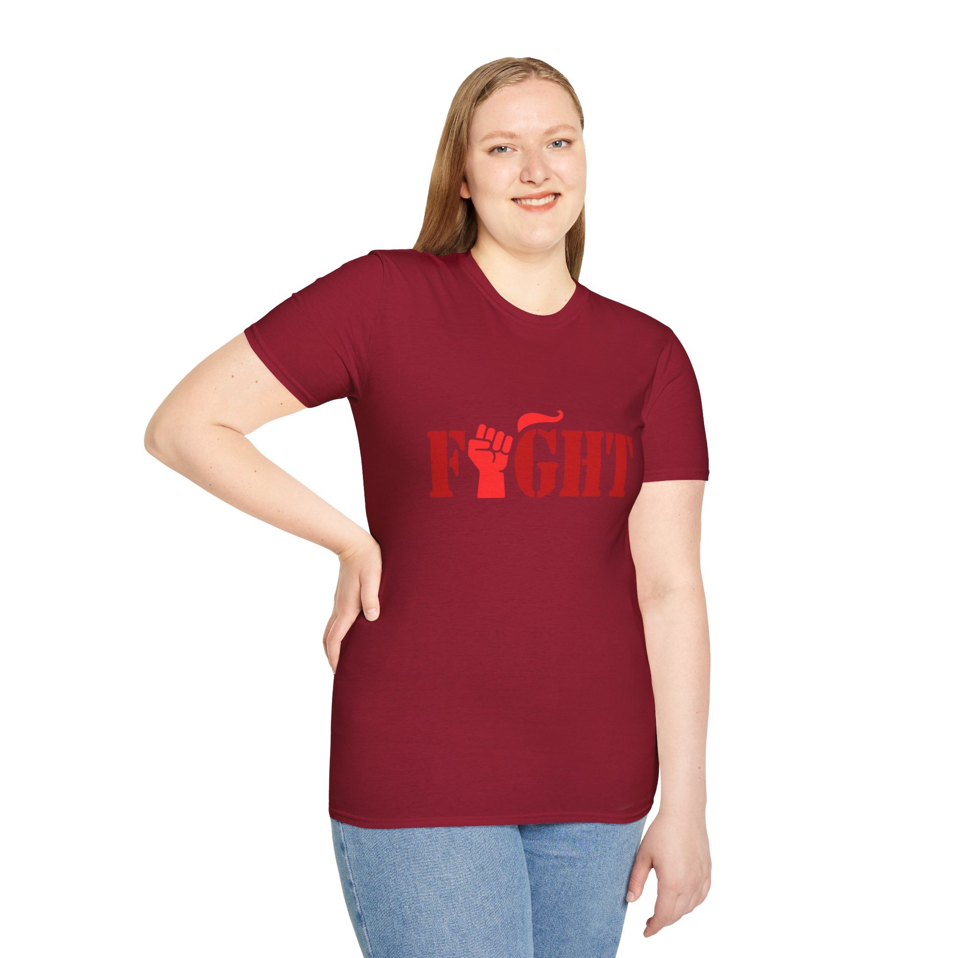 Fight Women's Relaxed/Plus Tshirt (Red Fist Logo) - Sweet Baby Jeez Teez
