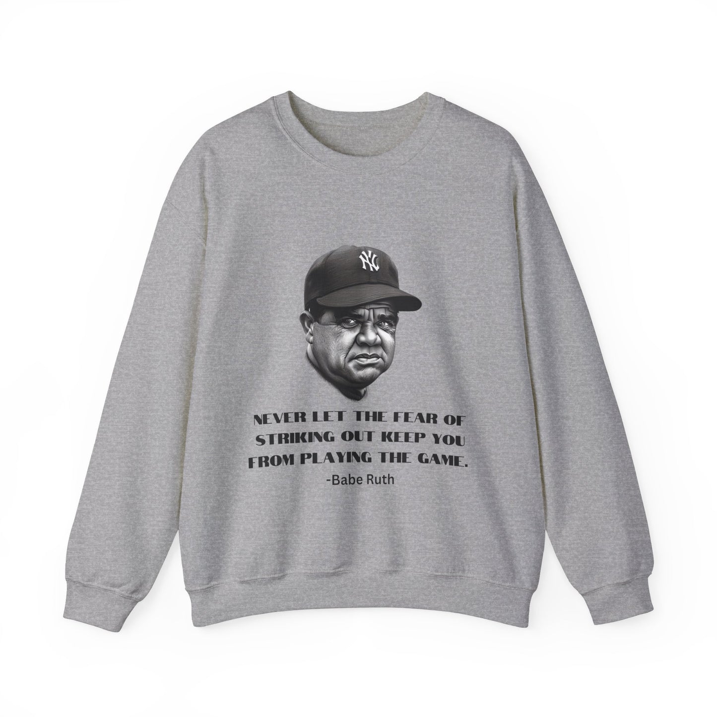 Strike Out Babe Ruth Men's Crewneck Sweatshirt (IW Grayscale Logo) - Sweet Baby Jeez Teez