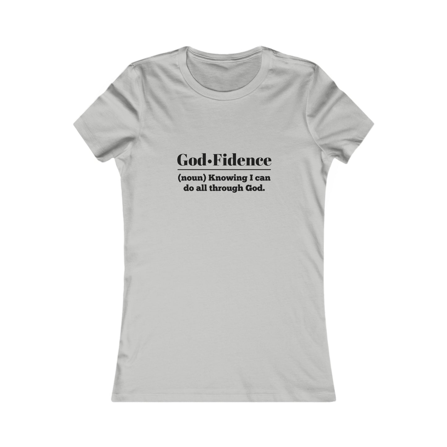 God-fidence Women's Fitted  Tshirt (Black Logo) - Sweet Baby Jeez Teez