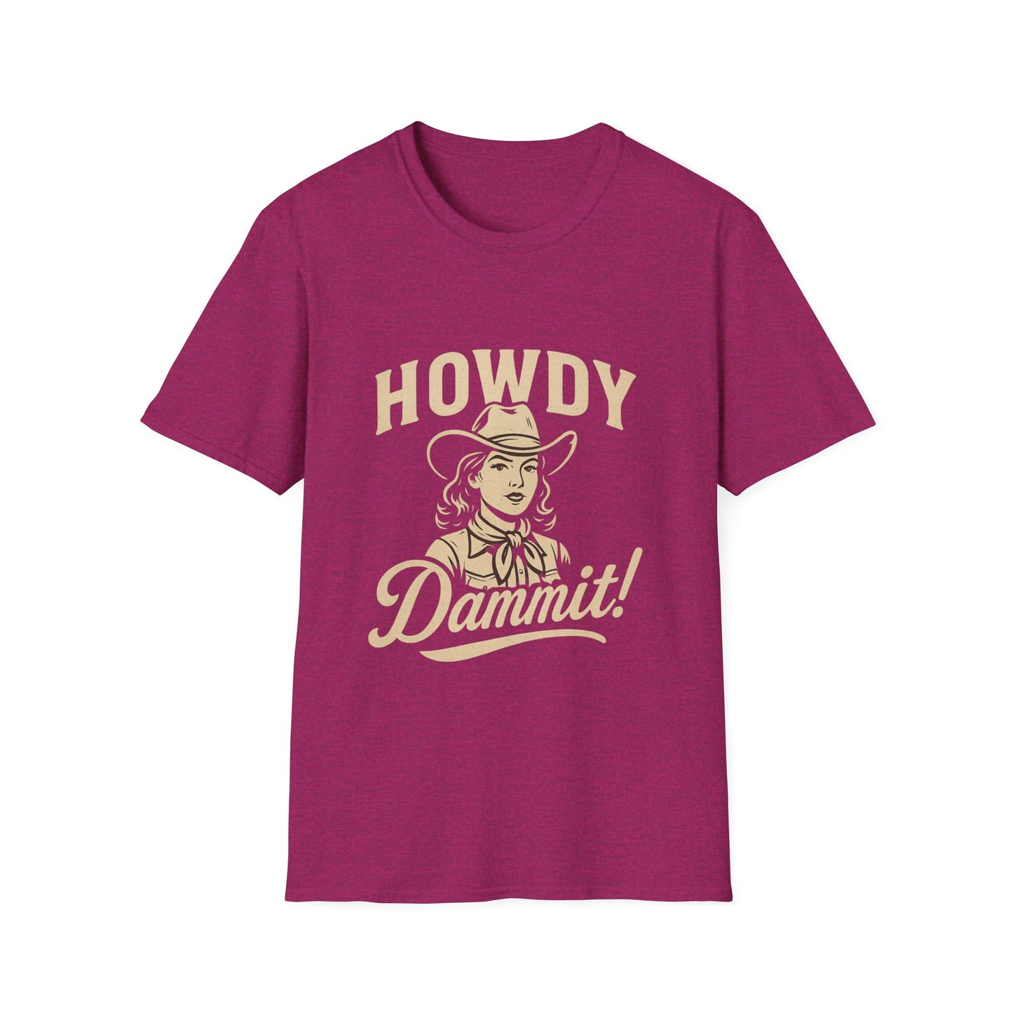 Howdy Dammit! Aggie Texas Cowgirl Softstyle Tshirt (Gold Logo)