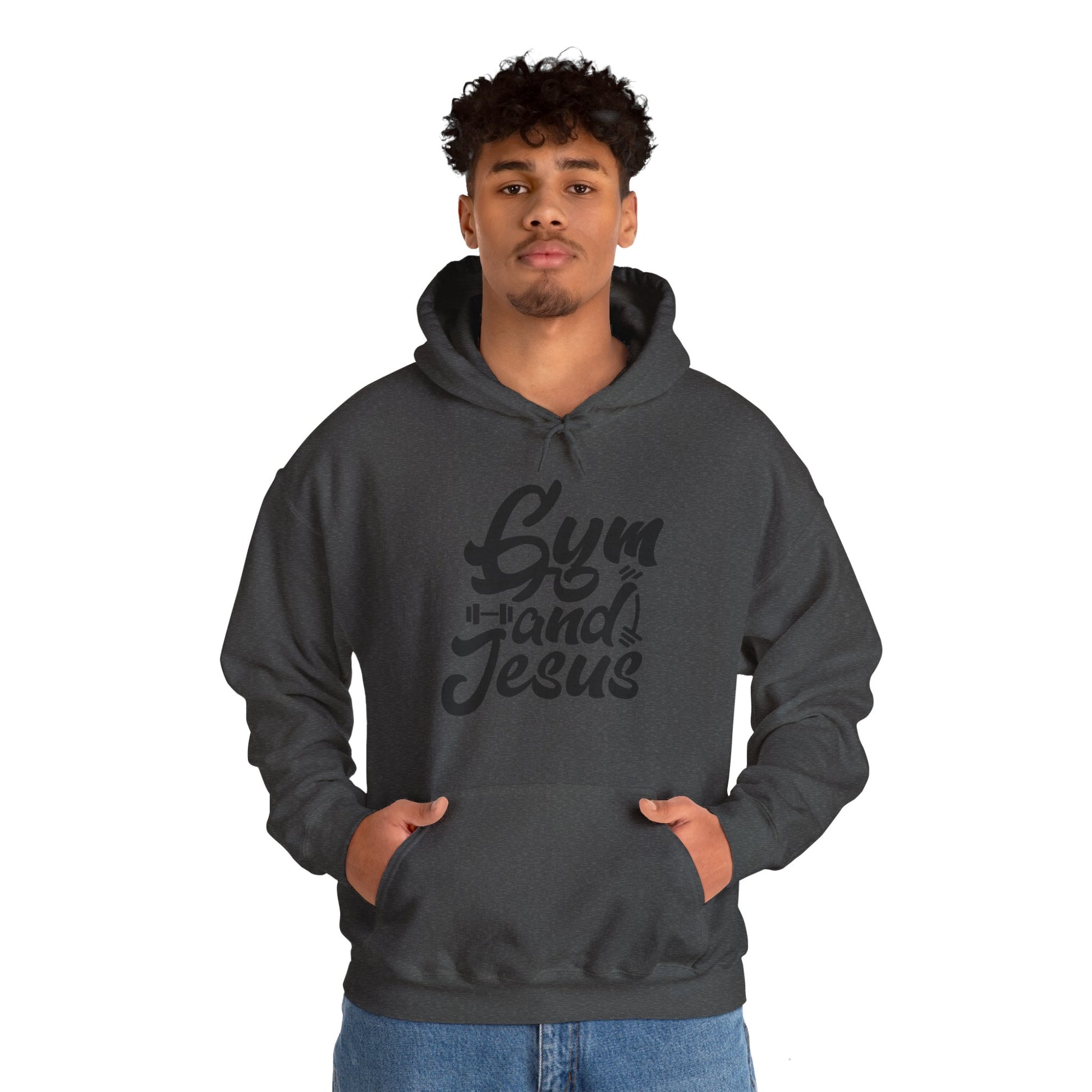 Gym and Jesus Men's Hoodie (Black Logo) - Sweet Baby Jeez Teez