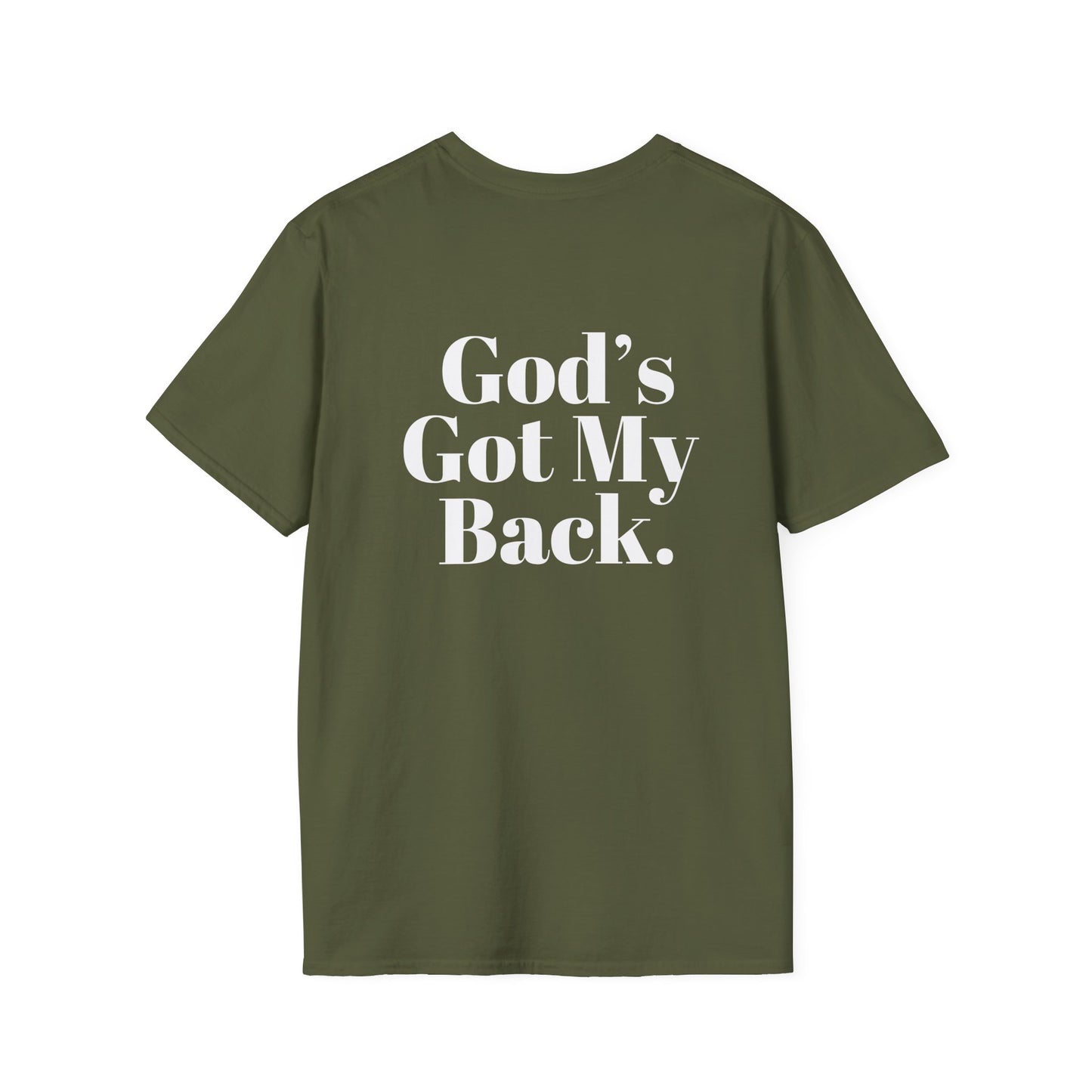 God's Got My Back Men's Tshirt (White Logo) - Sweet Baby Jeez Teez