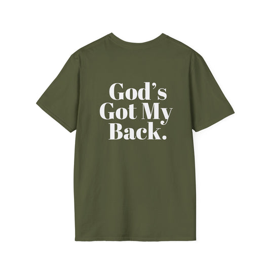 God's Got My Back Men's Tshirt (White Logo) - Sweet Baby Jeez Teez