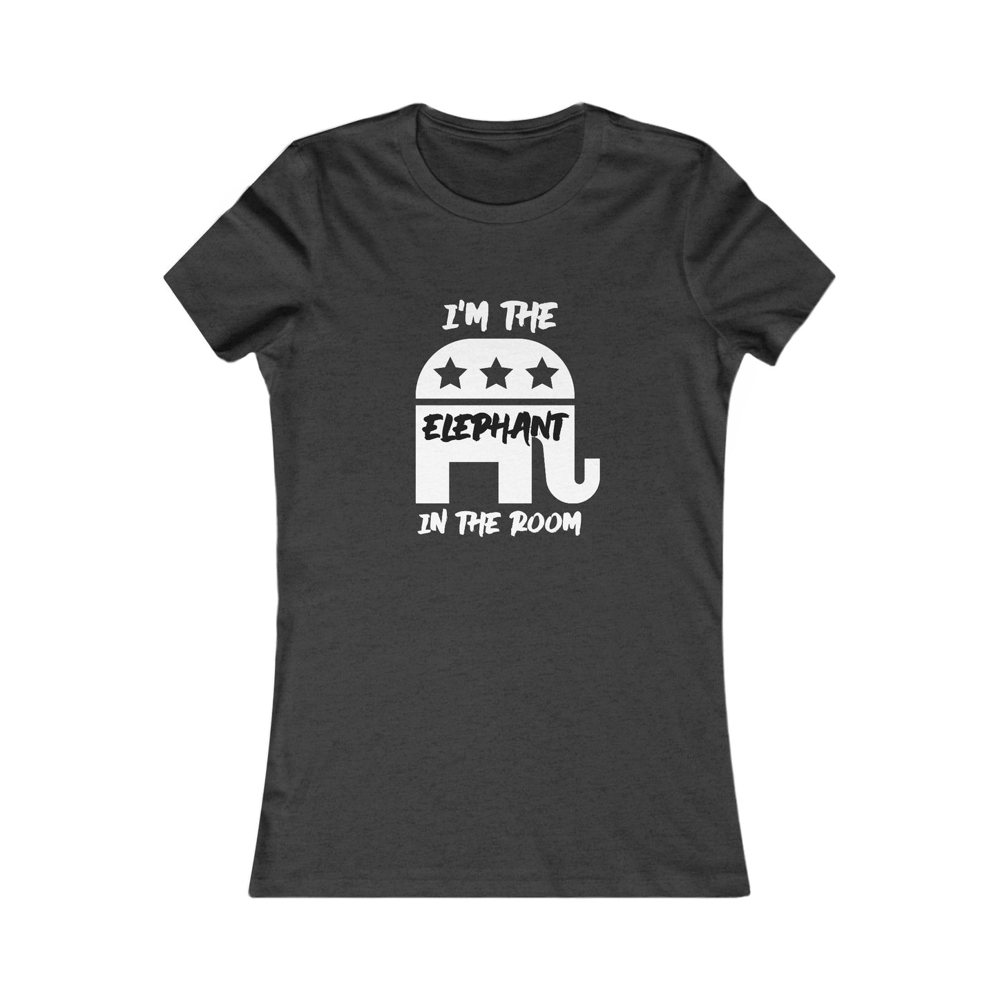 Elephant Women's Fitted Tshirt (White/Black Logo) - Sweet Baby Jeez Teez